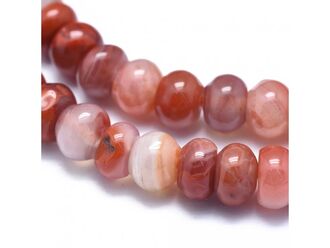 Neukončená šňůra z rondelek z achátu červeného, rozměr 6 x 4 mm