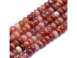 Neukončená šňůra z rondelek z achátu červeného, rozměr 6 x 4 mm