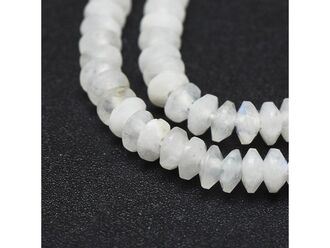 Neukončená šňůra z měsíčního kámen rondelek fasetovaných 3.5 x 1.5 mm
