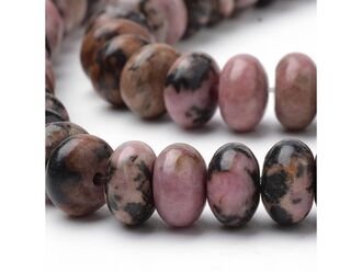 Neukončená šňůra z rondelek  z rodonitu, 8 x 5 mm