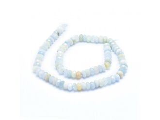 Neukončená šňůra z rondelek z akvamarínu, fazetované, 8 x 5 mm