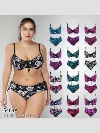  Dámské dvoudílné plavky Plus  značky Modera azurové  květy