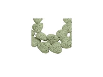 Neukončená šňůra ze srdíček ze syntetické zelené lávy, rozměr 20 x 20 x 8 mm