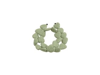 Neukončená šňůra ze srdíček ze syntetické zelené lávy, rozměr 20 x 20 x 8 mm