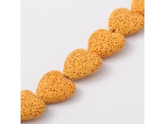 Neukončená šňůra ze srdíček ze syntetické oranžové lávy, rozměr 20 x 20 x 8 mm