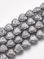 Neukončená šňůra ze srdíček ze syntetické pokovené lávy, ocelová barva, rozměr 11 x 10 x 4.5 mm
