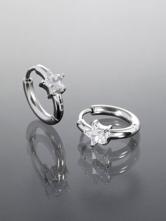 Náušnice z chirurgické oceli hvězda s krystalkem