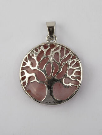 Přívěsek ve tvaru stromu života z jahodového křišťálu