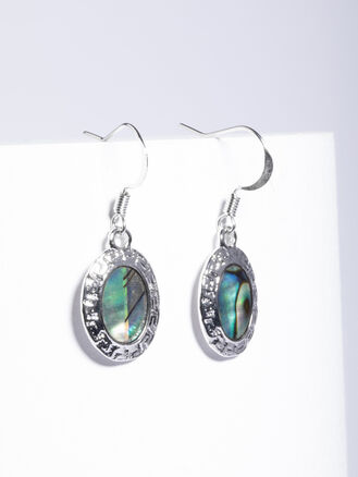 Fashion Jewelry náušnice oválek s tepaným rámečkem, zdobeno paua perletí