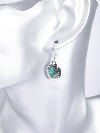 Fashion Jewelry náušnice oválek s tepaným rámečkem, zdobeno paua perletí