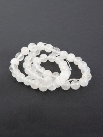 Korálková šňůra z bílých průhledných skleněných kuliček, velikost korálků 8 mm