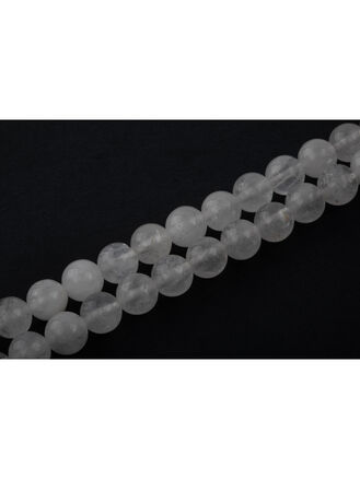 Korálková šňůra z bílých průhledných skleněných kuliček, velikost korálků 8 mm
