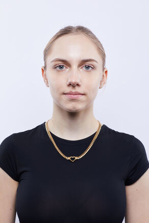 Masivní náhrdelník z chirurgické oceli zlaté barvy se srdcem 