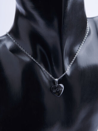 Přívěsek z chirurgické oceli srdíčko MOM stříbrné