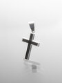 Přívěsek z chirurgické oceli, černo stříbrný křížek