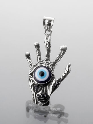 Masivní stylový přívěsek z chirurgické oceli ruka a oko