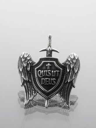 Stylový přívěsek z leštěné chirurgické oceli štít s křídly