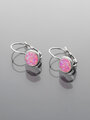 Romantické náušnice z leštěné chirurgické oceli s růžovým kamínkem