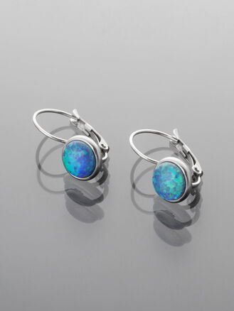 Romantické náušnice z leštěné chirurgické oceli s modrým kamínkem