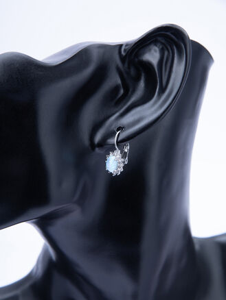 Romantické náušnice z leštěné chirurgické oceli s opalitovým kamínkem