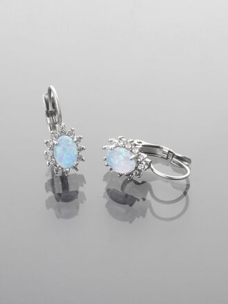 Romantické náušnice z leštěné chirurgické oceli s opalitovým kamínkem