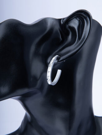 Náušnice z chirurgické oceli, ovál s kamínky, barva kovu stříbrná