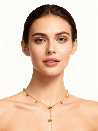 Náhrdelník z chirurgické oceli zlaté barvy s kuličkami