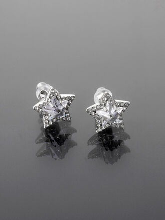 Elegantní náušnice z chirurgické oceli ve tvaru hvězdy s krystalky