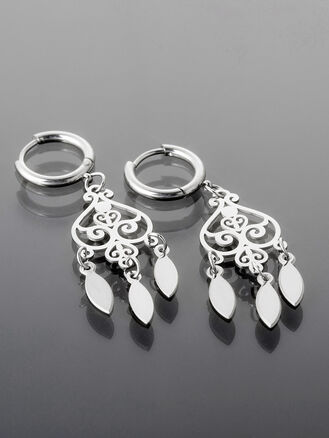 Elegantní kruhové náušnice z chirurgické oceli s přívěskem