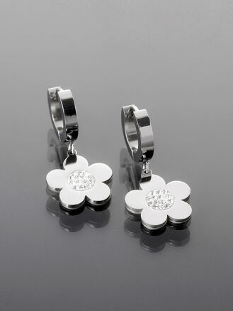 Elegantní visací náušnice ve tvaru květiny z chirurgické oceli pro každou ženu