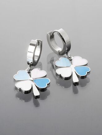 Elegantní náušnice z chirurgické oceli ve tvaru čtyřlístku