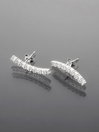 Elegantní náušnice z chirurgické oceli ve tvaru sponky s krystalky