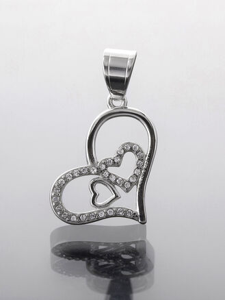 Přívěsek nápadné srdce z chirurgické oceli, stříbrná barva kovu