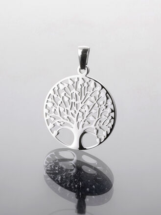 Přívěsek strom života z chirurgické oceli, stříbrná barva kovu