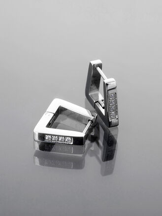  Elegantní hranaté náušnice z leštěné chirurgické oceli s kamínky