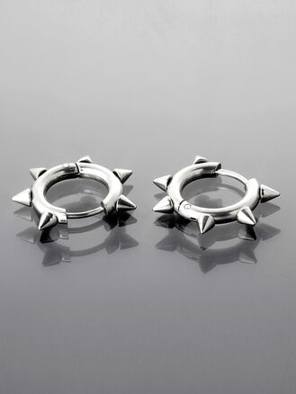  Stylové kruhové náušnice z leštěné chirurgické oceli stříbrné barvy s hroty