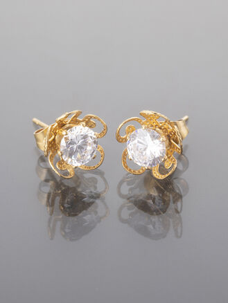 Noblesní náušnice z leštěné chirurgické oceli, zlatá barva 