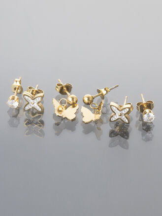 Elegantní zlaté náušnice ve tvaru motýla s krystalem pro každou příležitost