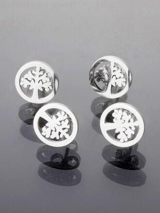 Šest párů náušnic z leštěné chirurgické oceli ve dvou barvách kovu