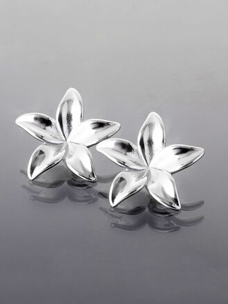 Moderní náušnice z leštěné chirurgické oceli, květy 