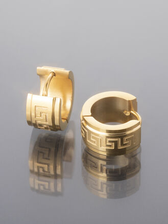 Epesní kruhové náušnice z leštěné chirurgické oceli zlaté barvy, Ø 1,2 cm