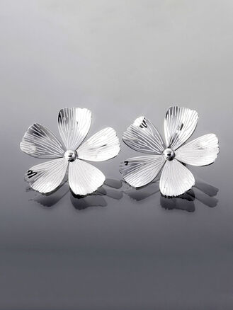 Nápadné náušnice z leštěné chirurgické oceli ve tvaru květu, zlatá nebo stříbrná barva 