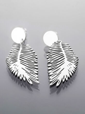 Trendy náušnice z leštěné chirurgické oceli, peříčka