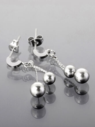 Hravé náušnice z leštěné chirurgické oceli, stříbrná barva 