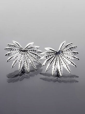 Stylové náušnice z leštěné chirurgické oceli, lístky 