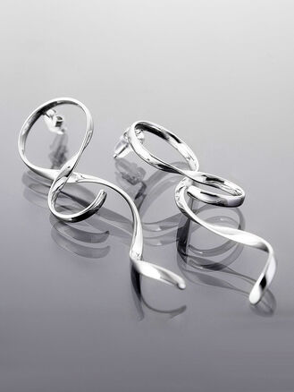 Zajímavé náušnice z leštěné chirurgické oceli, spirála 