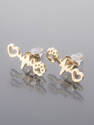 Vtipné náušnice z leštěné chirurgické oceli, srdíčko a tlapka