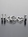 Sada náušnic z leštěné chirurgické oceli, kroužky a srdíčka 