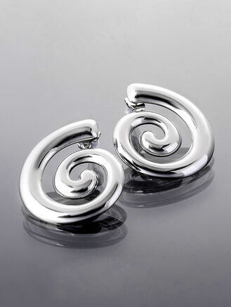 Trendy náušnice z leštěné chirurgické oceli, spirála 