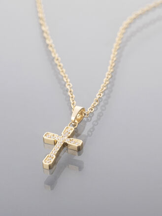 Náhrdelník s křížkem a krystaly , chirurgická ocel ve zlaté a stříbrné barvě